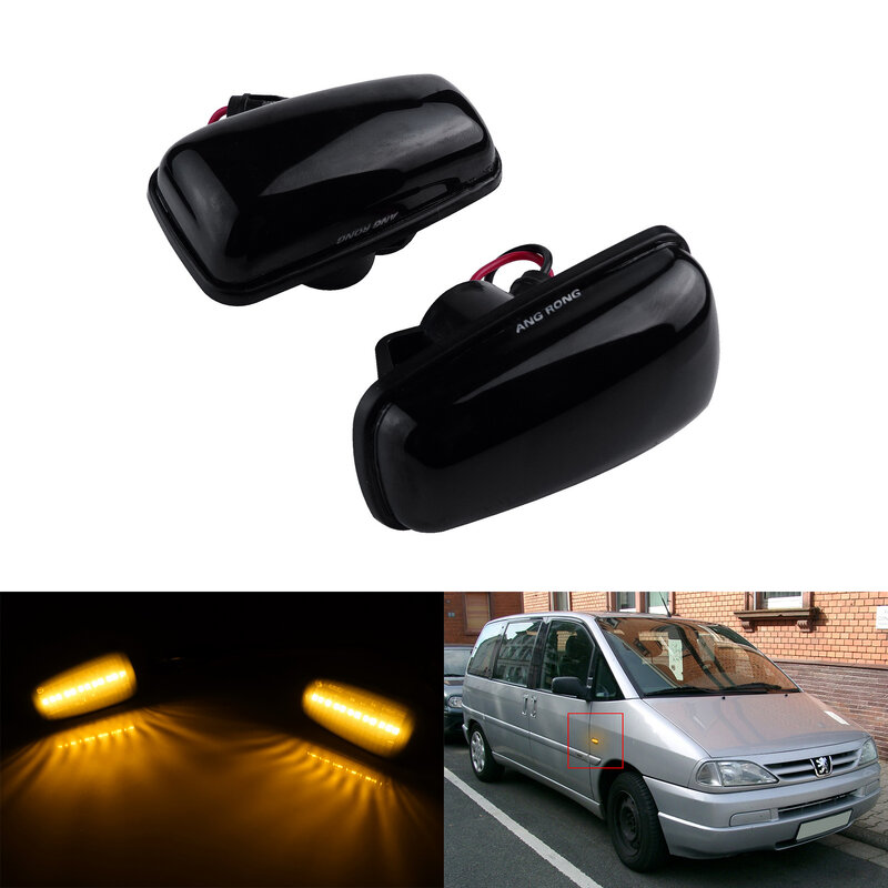 ANGRONG 2x Black Smoked LED Indicator Side Repeater Light For Peugeot 106 306 406 806 Expert