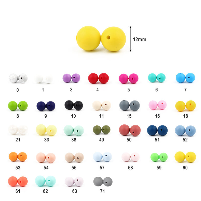 TeWindsor-Perles de dentition rondes en silicone pour bébé, sucette bricolage, collier, pendentif, jouets sans BPA, 12mm, 20 pièces