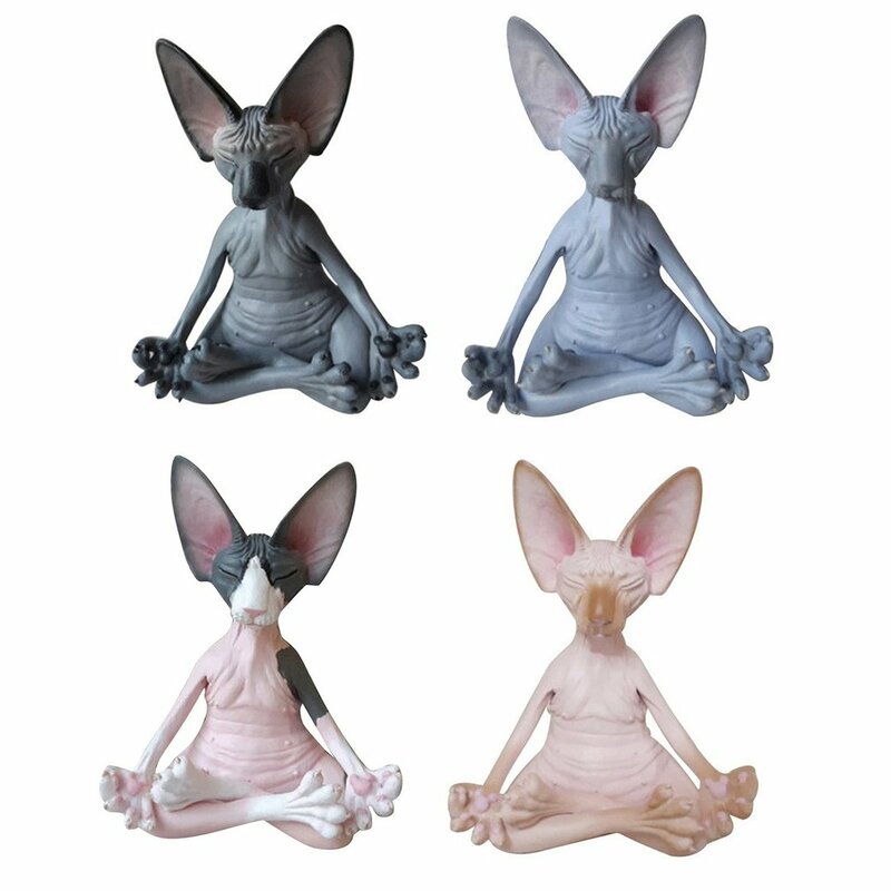 Kreatywna symulacja pcv bezwłosowy kot sfinks z kotami zwierzętami zabawki figurki akcji Model zwierzęcia dla dzieci Model zwierzęcia lalka Model Home Decor