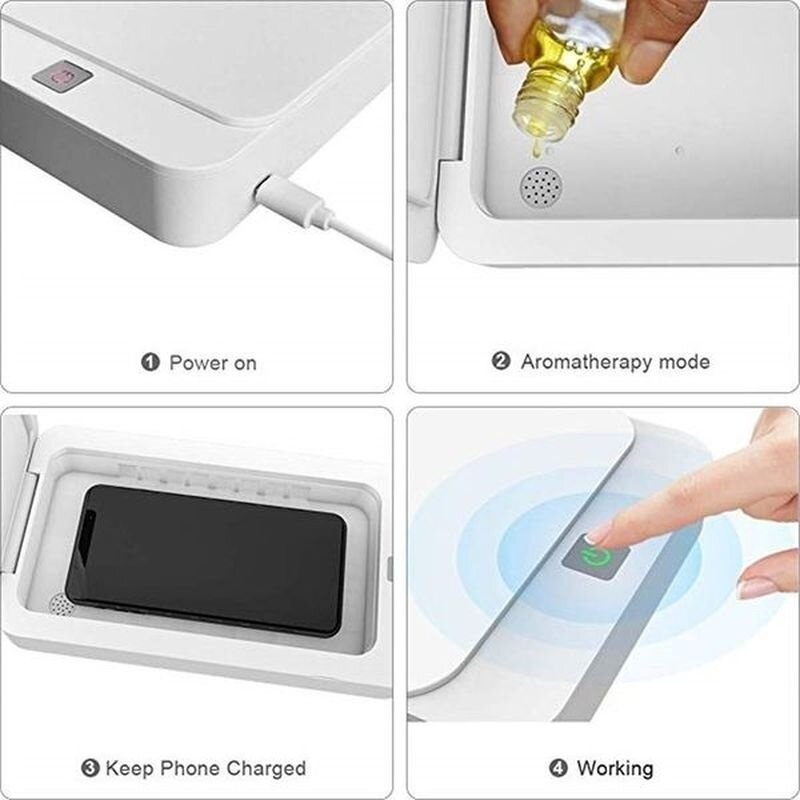 GTWIN UV Phone Sterilizer Box Phones Cleaner Personal Sanitizer Disinfection Cabinet with Aromatherapy Esterilizador For Mask
