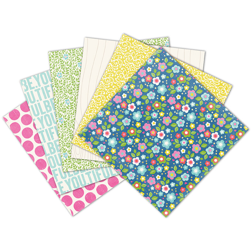 Paquete de papel de álbum de recortes creativo, almohadilla de fondo artesanal hecha a mano, patrón de flores de primavera, 6 "x 6", 24 hojas