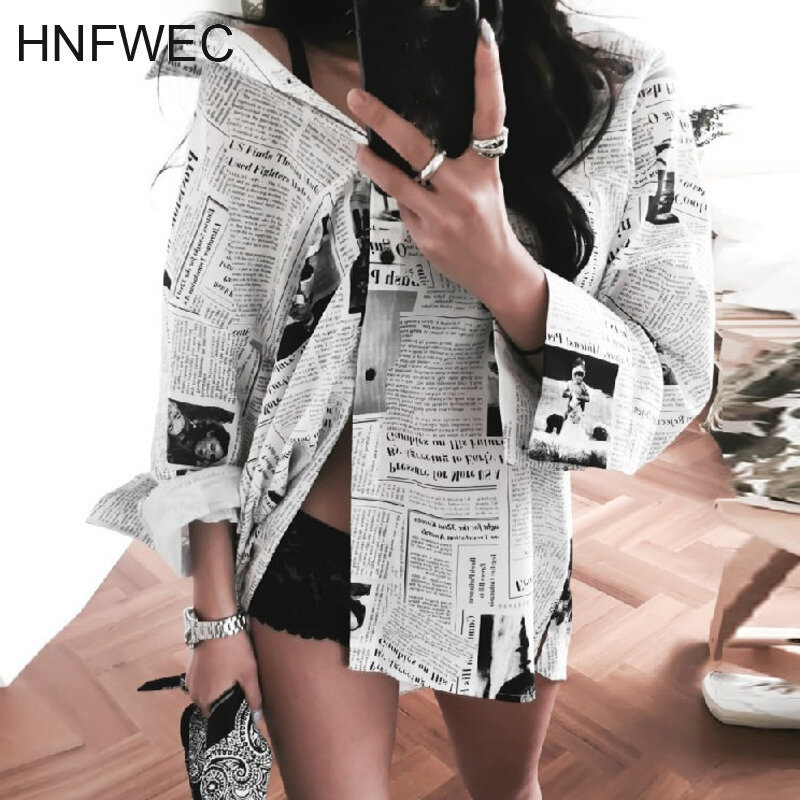 White Letter Printed Loose Casual Turn Down Collar Long Sleeve Shirt Female's Blouse Womens 2019 Autumn New  Tops P009