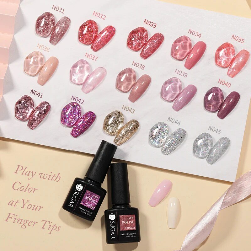 УФ-гель для ногтей UR SUGAR с розовыми блестками отмачиваемый полуперманентный лак для дизайна ногтей все для маникюра материалы для ногтей