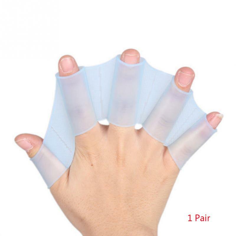 Fajas de silicona tipo RANA Unisex, aletas de mano para natación, guantes de banda para dedos, paleta para deportes acuáticos, 1 par