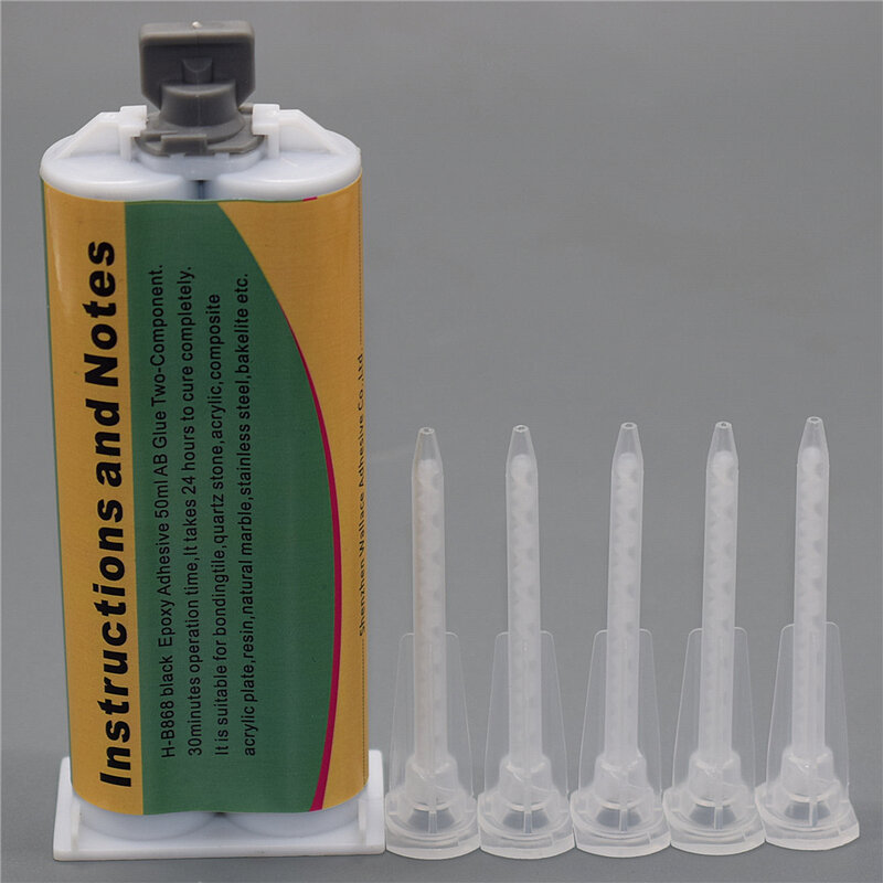 50ml AB Glues 1:1 Black Epoxy Structural Glue High Temperature Resin Strong Adhesives with 5pc Static Mixing Nozzles Mixer Tube