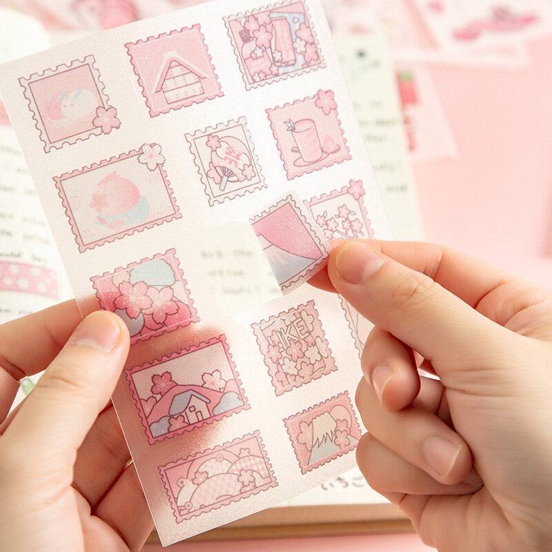 Mohamm-pegatinas de Anime Kawaii, suministros escolares de papelería para álbum de recortes, 4 unids/lote por paquete