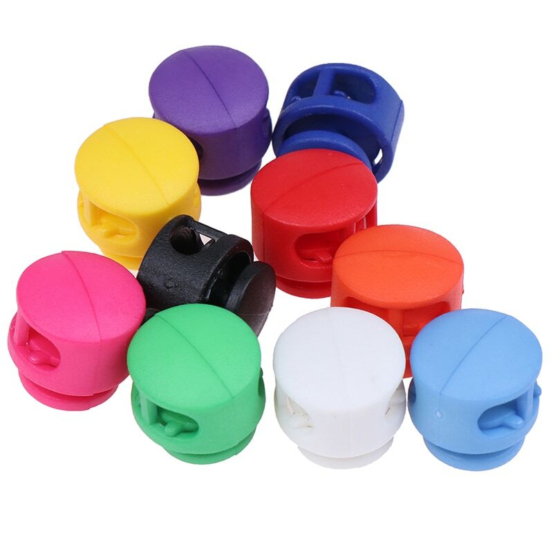 10pcs/lot 2 Hole Toggle Clip Stopper Shoelace Cord Buckles Bag Parts Accessories Multi Colors Plastic Paracord Cord Lock Clamp