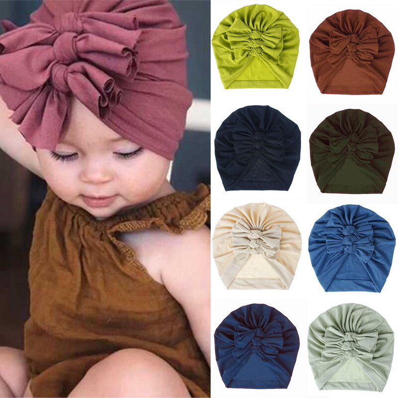 21 Colors Baby Hat For Girls Bows Turban Hats Infant Photography Props Cotton Kids Beanie Baby Cap Accessories Children Hats