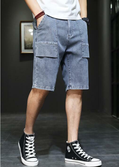 Jeans estivi uomo Jeans strappati tasca grande Streetwear Jeans uomo lunghezza al ginocchio pantaloni in Denim taglia 28-44
