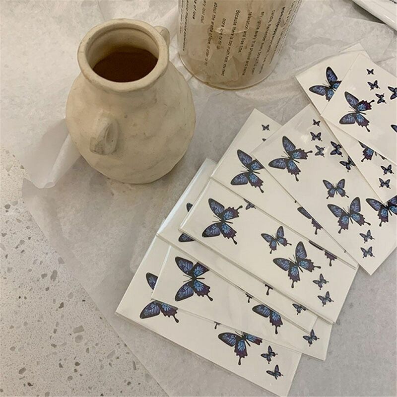3D Temporary Tattoos Waterproof Party Decals Blue Butterfly Clavicle Tattoo Stickers