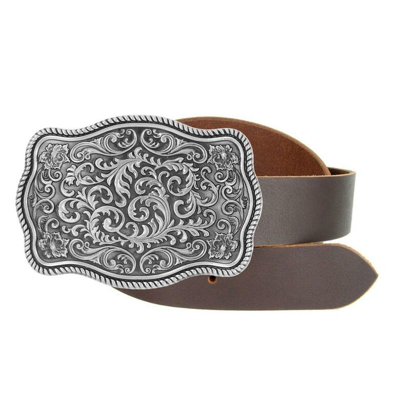 Boucle de ceinture motif argent classique, accessoires de jeans de style occidental adaptés à une ceinture de 4CM