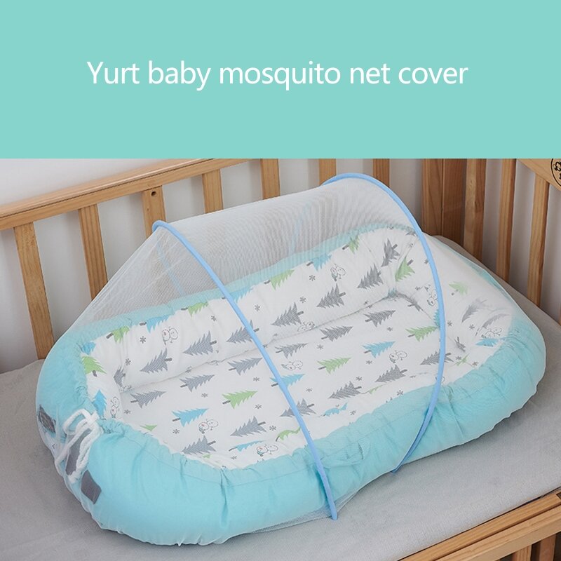 Boks Bayi Jaring Nyamuk Portabel Dapat Dilipat Jaring Kanopi Tempat Tidur Bayi Lipat Tenda Jaring Serangga Ayunan Tidur Panas
