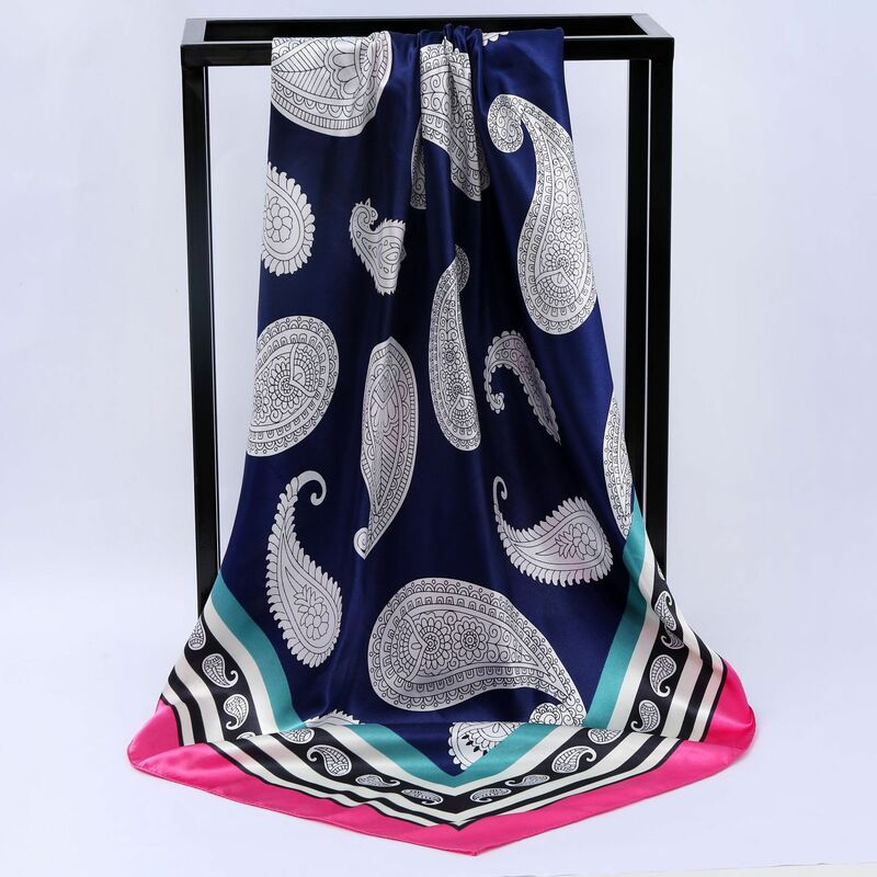 Foulard carré en Satin de soie pour femmes, 90x90cm, à la mode