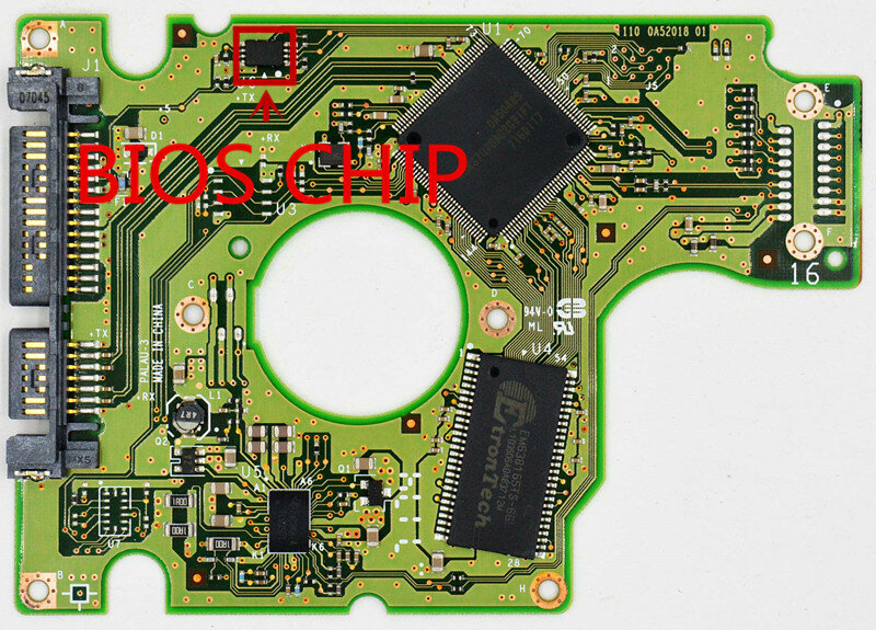 Hitachi HDD PCB 110  220 0A52018 01 / IC: 0A50489 / HTS541680J9SA00,HTS541660J9SA00,HTS541612J9SA00