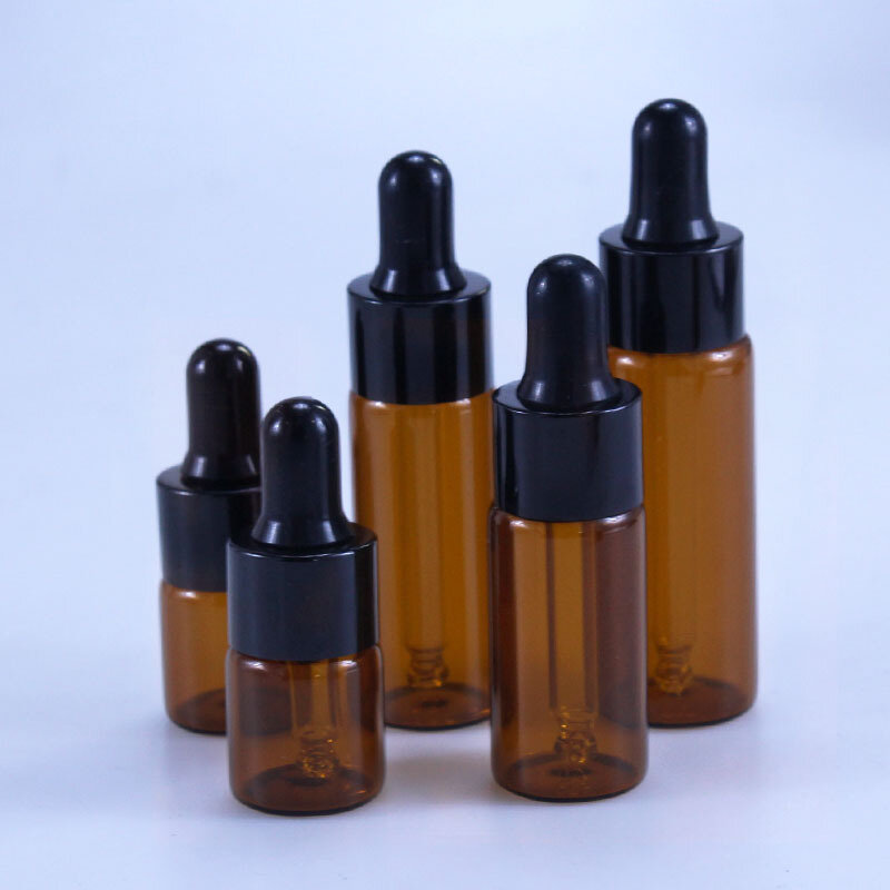 50 Buah/Lot 5Ml 10Ml 15Ml 20Ml Botol Penetes Kaca Amber Botol dengan Pipet untuk Parfum Kosmetik Botol Minyak Esensial