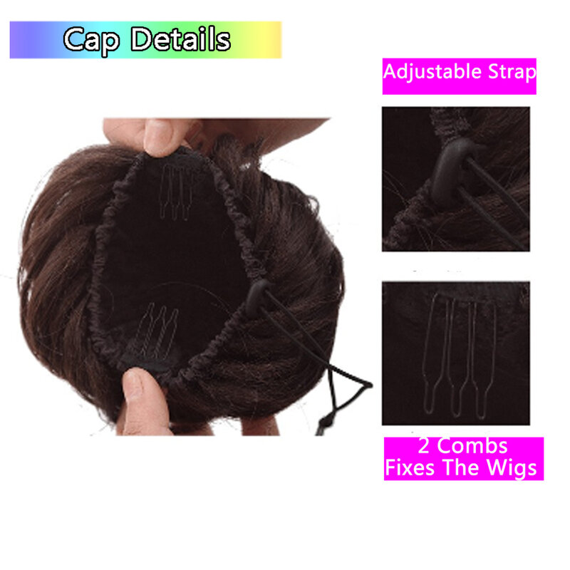 Synthetic Donut Roller Elastic Band Chignon Straight Fake Hair Bun Hairpieces Drawstring Ponytail Clip in Hair Extension