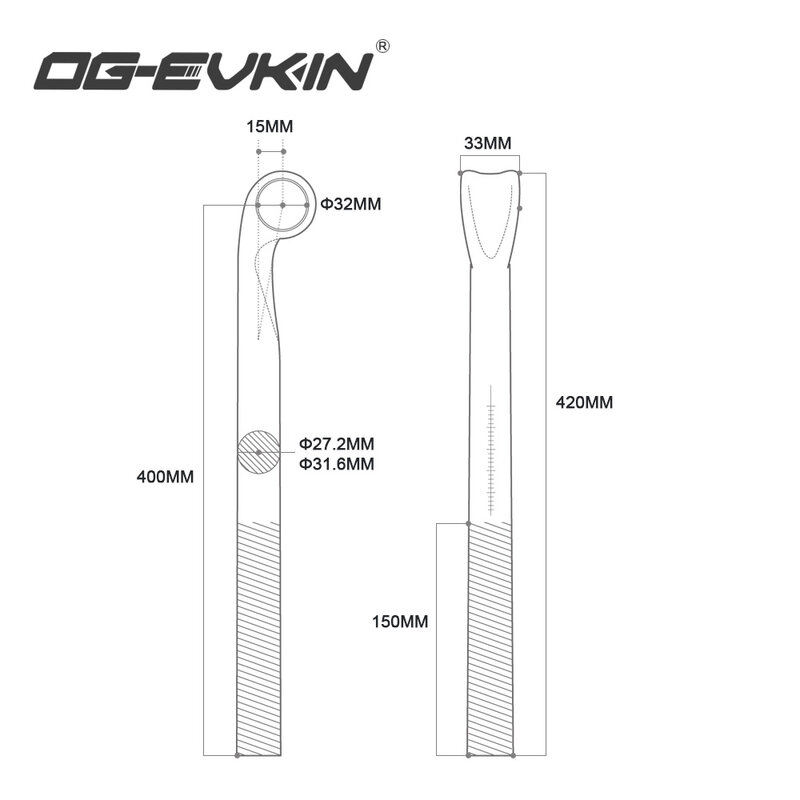 OG-EVKIN – Tige ultralégère SP-012 en carbone pour selle de vélo,tube de siège de VTT de montagne et de route, pièce de rechange de bicyclette, équipement de cyclisme pour cycliste, 27.2/31.6 mm, 15 mm, 400 mm,