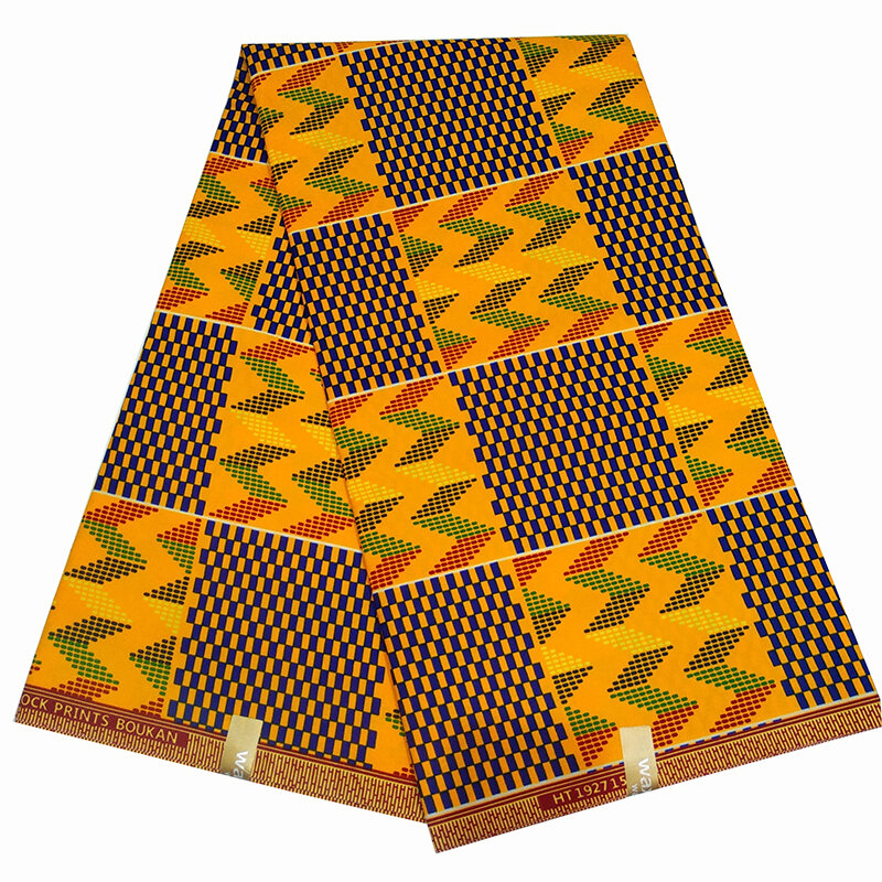 2020 패션 아프리카 나이지리아 아나크라 진정한 진짜 왁스 직물 키텡게 왁스 바느질 폴리 에스터 소재 직물 6 야드