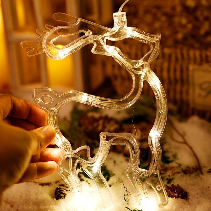 Rideau Lumineux LED avec Cloches en Cerfs, Guirlande de Noël, Féerique, décoration pour la Maison, Mariage, Nouvel An, UE et US
