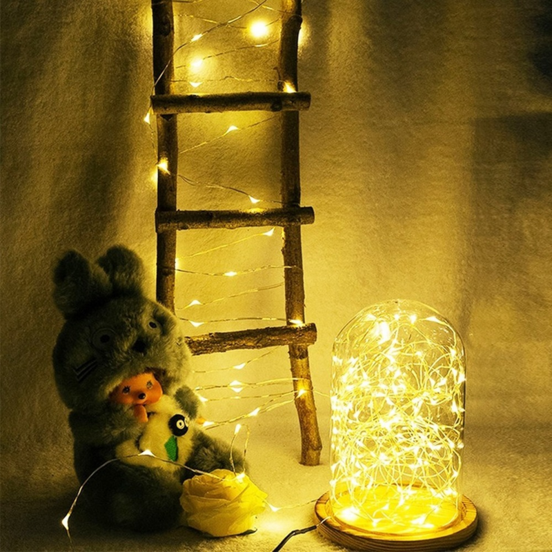 LED الجنية ضوء عيد الميلاد خيط سلك نحاسي أضواء ل ديكور غرفة نوم الزفاف عيد الميلاد جارلاند في الهواء الطلق حفلة زجاجة ضوء