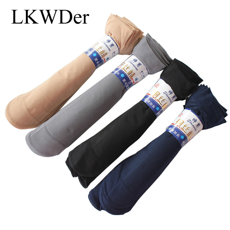 LKWDer-Calcetines de negocios transpirables para hombre, medias de seda fina de alta nailon elástico, de verano, 5 pares