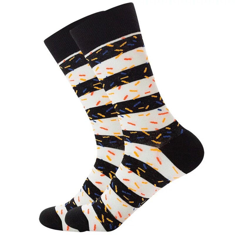 Calcetines de algodón con diseño de rayas geométricas para hombre, medias informales con personalidad, ropa de calle Hip Hop, regalos de calidad, novedad