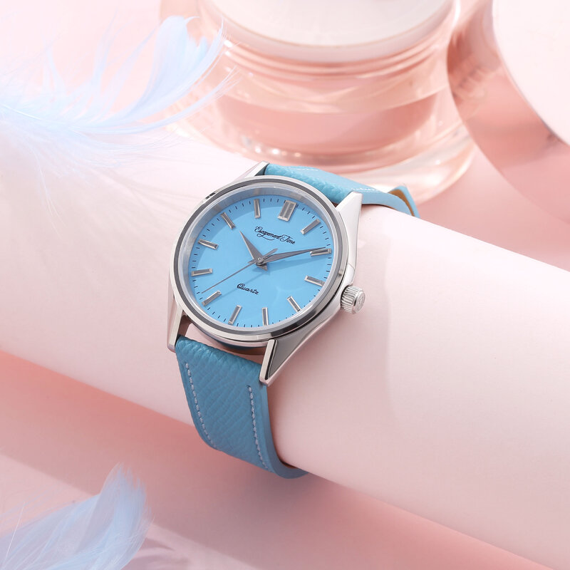 Escescapement time】relógio de quartzo feminino 35mm caso vh31 tratamento térmico mão