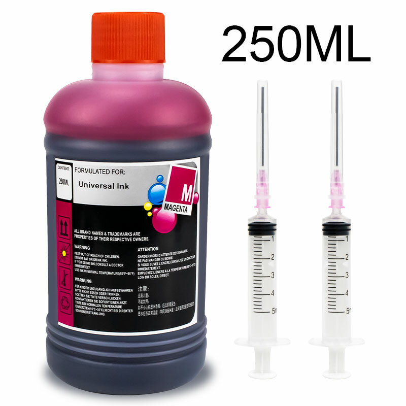 250ml Ink Universal Dye Ink Bottle For HP 301 302 304 305 21 350 For Epson L100 L200 L392 For Canon PG545 540 Printer Ink