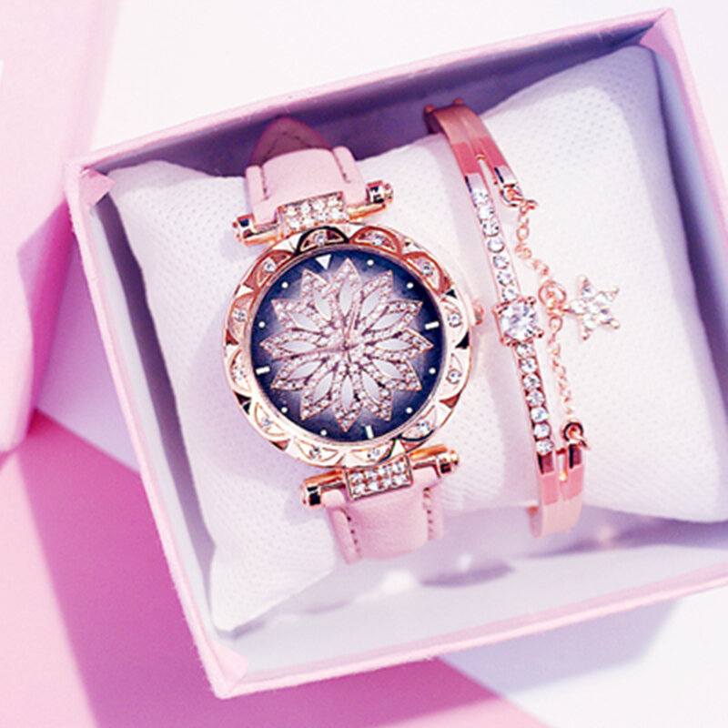 Relógios femininos de luxo senhoras pulseira relógio céu estrelado venda quente moda diamante feminino quartzo relógios pulso relogio feminino
