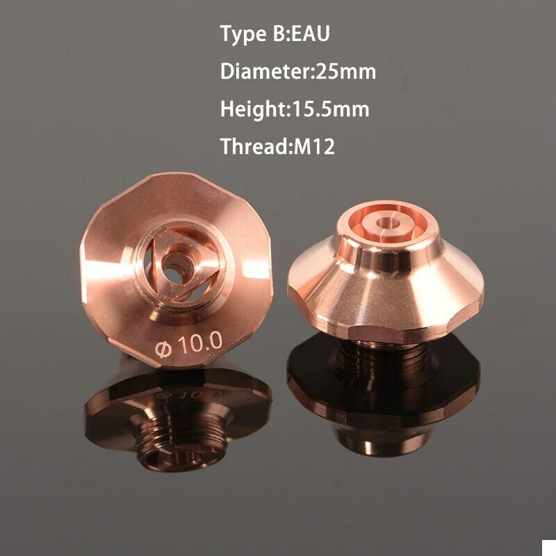 Darmowa wysyłka OEM EAA EAU EAK Fiber Laser dysza tnąca do metalu maszyna 0.8mm do 2.7mm Dia25mm H15.5mm gwint 12mm