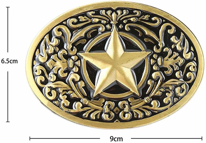ทองแดงStar Pentagramสีเข็มขัดหัวเข็มขัดสำหรับMan Westernคาวบอยหัวเข็มขัดเข็มขัดCustom Alloyกว้าง4ซม.
