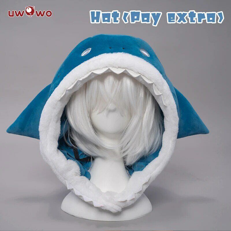 Uwowo hololive gawr gura cosplay traje eng tubarão traje para mulher chapéu terno anime youtuber cosplay traje menina corpo tubarão