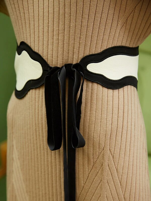 Cintura macia bordado onda selo para mulheres, design original, quatro estações