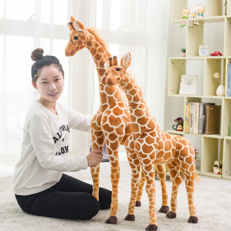 Girafe géante en peluche 35-120cm, jouets en forme d'animaux, poupées douces, décor de chambre, cadeau d'anniversaire pour enfants et bébés