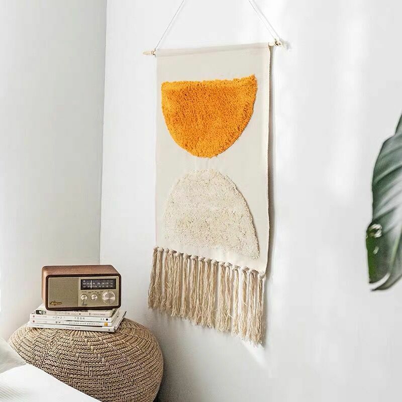 Hand-woven Tassel Tapestry Decorative Nordic Refrigerator Hanging Picture Cloth Background Cloth Bedroom Photography Equipment