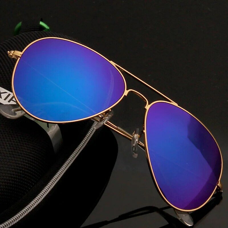Gafas de sol de aviación de doble puente para hombre y mujer, lentes con marco de aleación, espejo, UV400, novedad de 2024