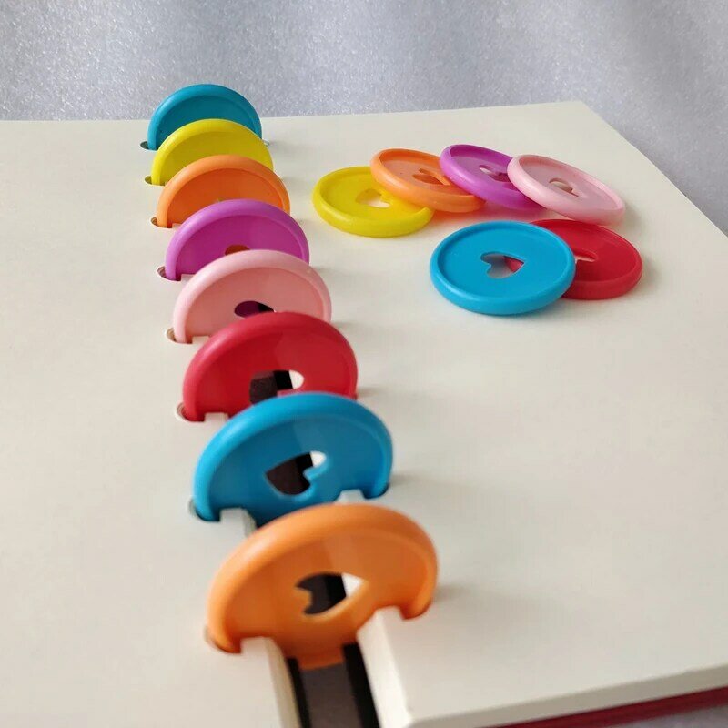 다채로운 버섯 구멍 바인더 링, 노트북 디스크 바인더 플래너 바인딩 버클 360 도 접이식 사무용품, 11 개