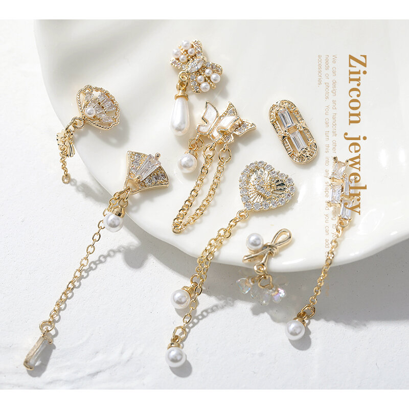 HNUIX 1 pezzi 3D metallo zircone decorazioni per unghie zircone strass Nail art gioielli lega zircone nappa ciondolo accessorio per unghie