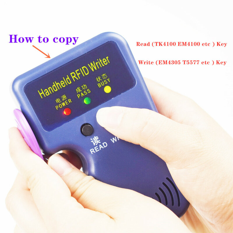 Handheld 125Khz Rfid Id Card Reader & Writer/Copier/Duplicator/Programmeur + 5Pcs EM4305 T5577 beschrijfbare Tags Toegangscontrole