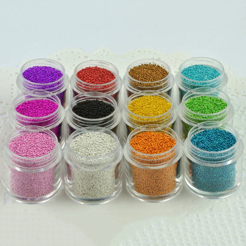1 Fles Caviar Nail Art Bead Strass Multi-Kleuren Mini Ronde Bal Vorm Nail Kristallen Glazen Kralen Voor 3D nail Decoraties # P