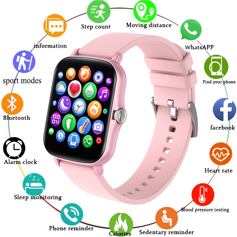 LIGE 2021 nowy pełny dotyk kobiet cyfrowy zegarek wodoodporny sport nadaje się do androida IOS wielofunkcyjny zegarek elektroniczny mężczyzna + Box