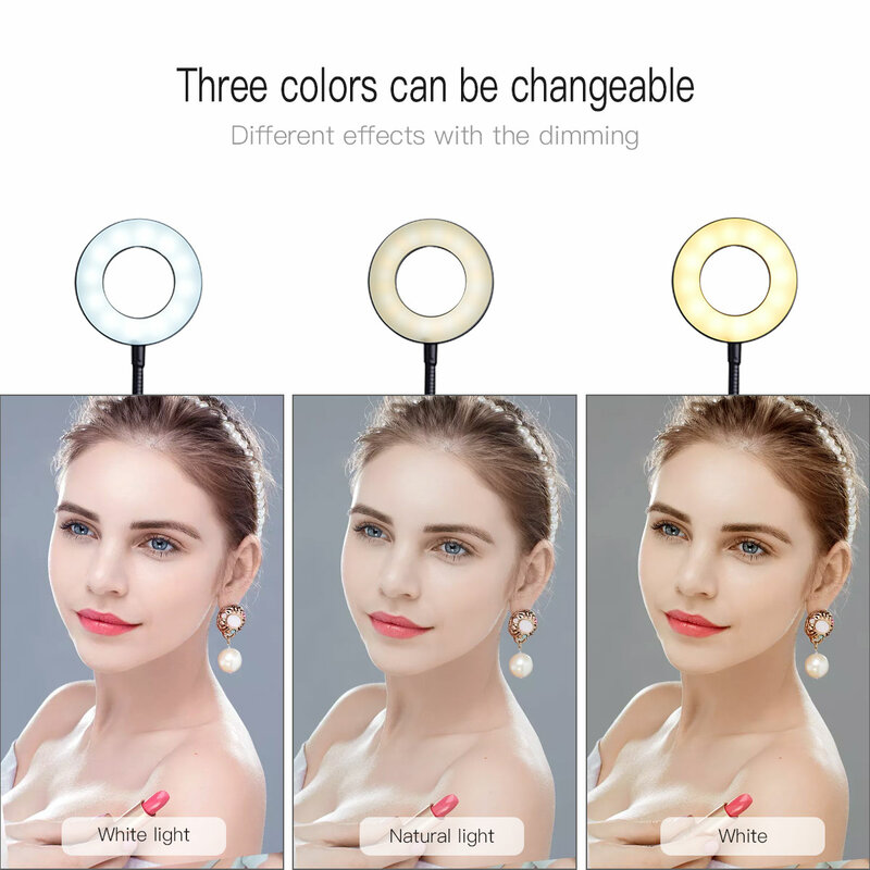 Bendable USB LED Makeup Fill light 3 Modes Photography Dimmable LED Selfie Ring Light Youtube Video Live Studio Camera lamp