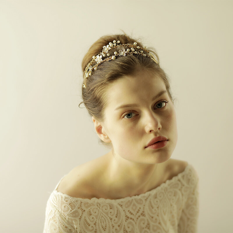 O869 Vintage Kristal Rambut Hoop Fashion Pearl Rambut Hoop Dekorasi Gadis Bride Pernikahan Aksesori Permata Ikat Kepala