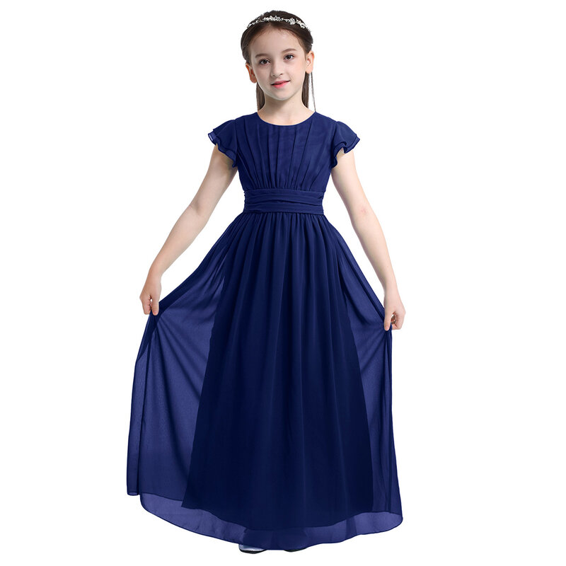 Cơ Sở Phù Dâu Váy Áo Bé Gái Xếp Ly Voan Áo Dài Trẻ Em Trang Vestidos Tiệc Cưới Đầm Công Chúa Trẻ Em Áo