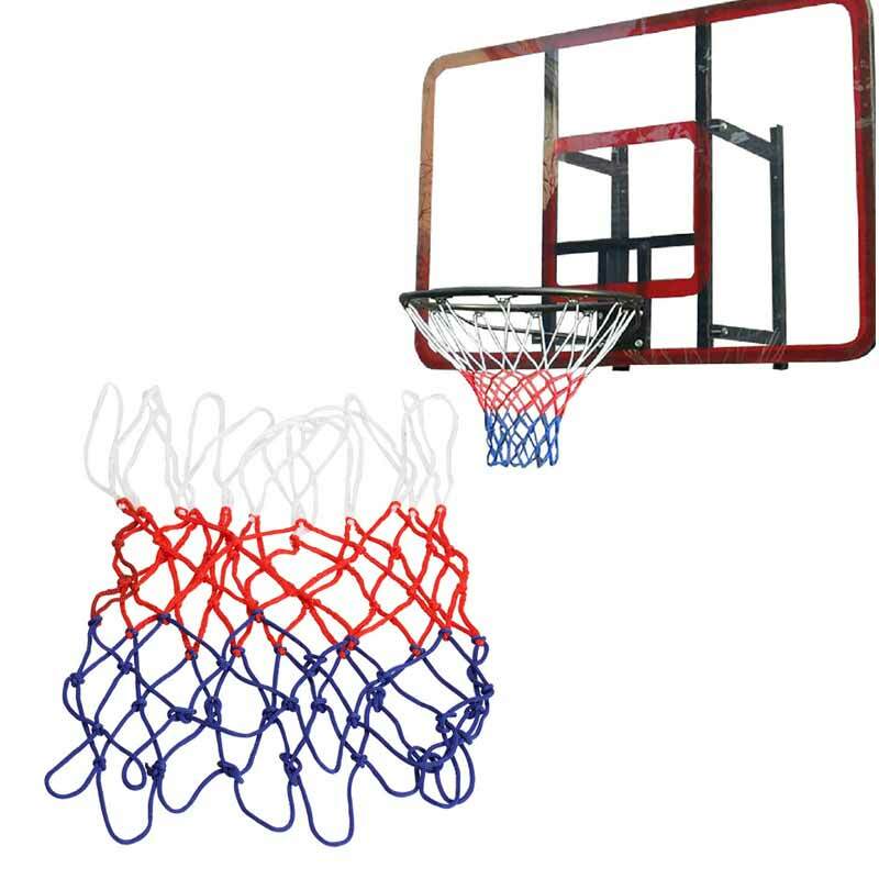 Estándar de Nylon baloncesto Red hilo deportes baloncesto aro de malla Backboard borde bola Pum 12 bucles blanco rojo azul
