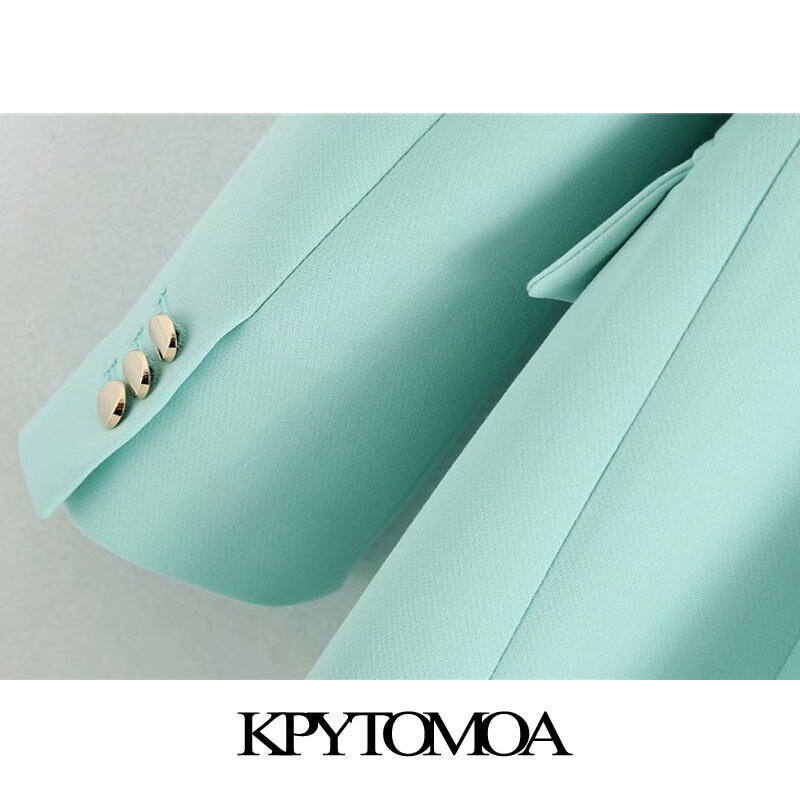 KPYTOMOA-Blazer croisé pour femme, manteau Vintage, manches longues, poches, Chic, tendance 2020, collection tenue de bureau