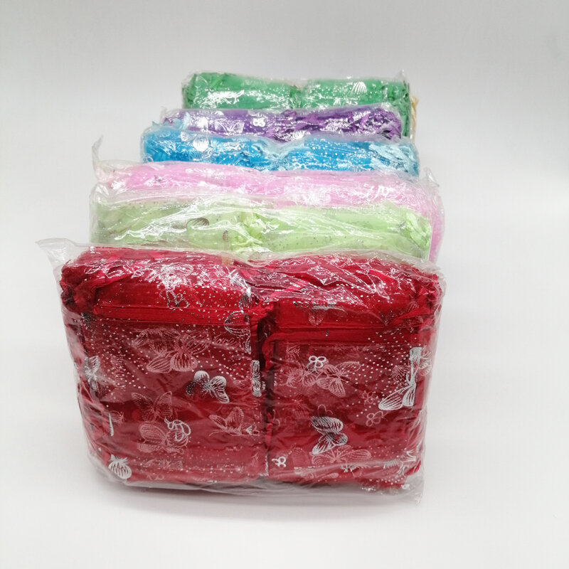 Bolsas de Organza con forma de mariposa, bolsa de regalo para embalaje de joyería, exhibición de almacenamiento, 7x9, 9x12, 11x16, 13x18, 50 unidades