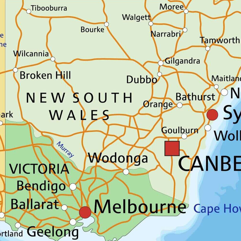 225*150cm a austrália política e tráfego mapa de rota grande cartaz não-tecido lona pintura material escolar decoração para casa