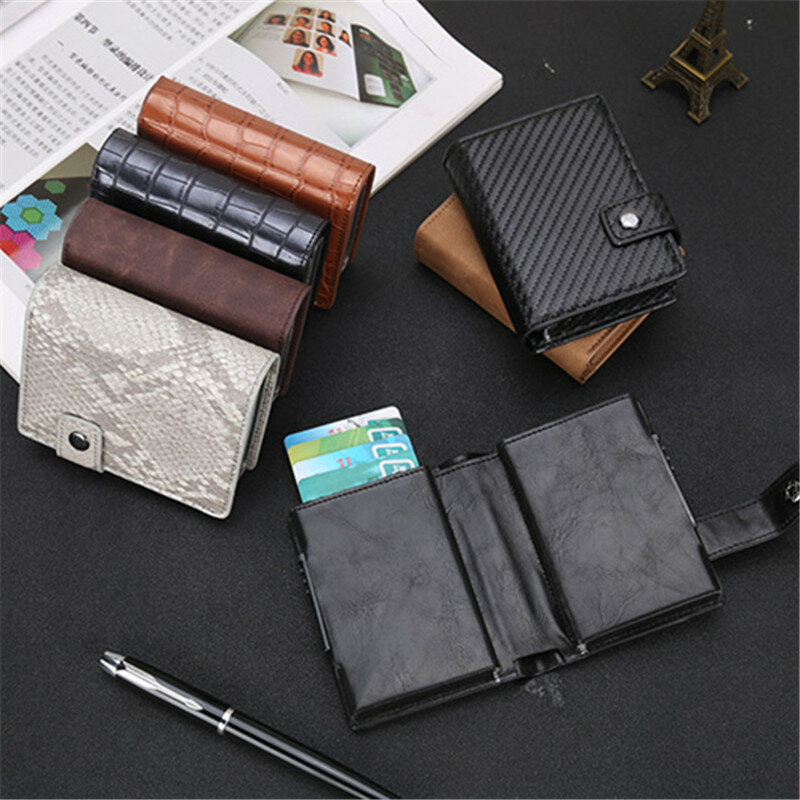 Bycobecy 2020 Credit Card Holder Men and Women Aluminum Alloy Card Case PU Leather Fashion Card Wallets ID Card Holder Purse