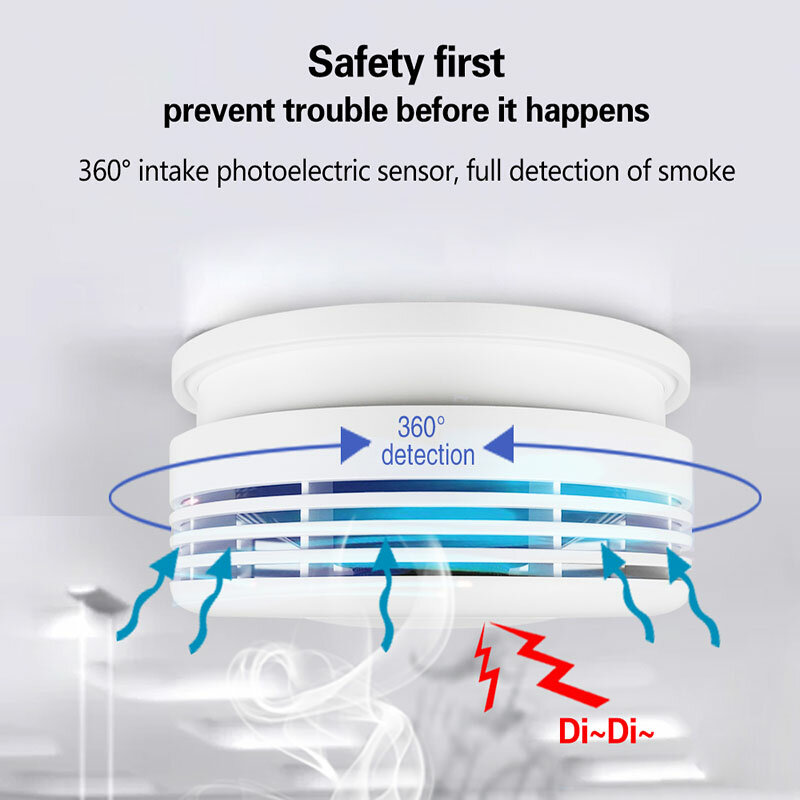 Tuya wifi detector de fumaça sistema de alarme de incêndio para casa e cozinha controle app smokehouse sensor de fumaça